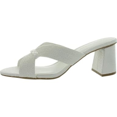 Anne Klein Women's Aubrie Heel Sandal, White Raffia,8 M - Image 1