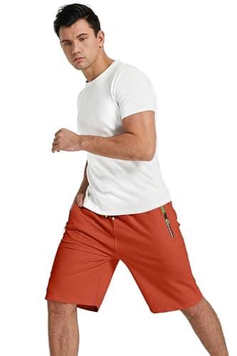 YTD Men's Shorts Casual Classic Fit Drawstring Summer Beach Shorts with Elastic Waist and Pockets M Flame Red - Image 5