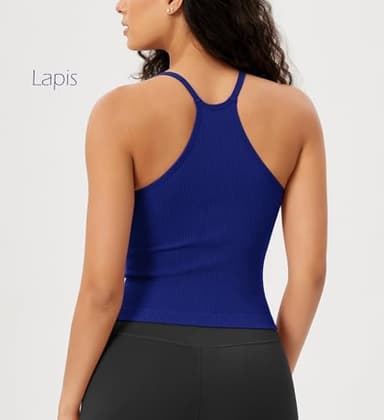 ODODOS Women's 3-Pack Seamless Cami Tank Top, Phlox+Sea Green+Lapis, Medium/Large - Image 6