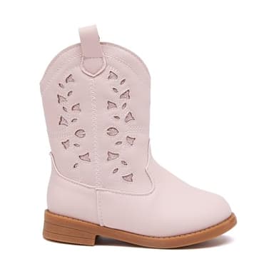 BMCiTYBM Toddler Girls Cowgirl Boots Little Kids Mid Calf Western Boots Cowboy Boots Pointed Toe Riding Shoes Glitter Pink Size 8 Toddler - Image 3