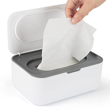 Flenpptly Baby Wipes Dispenser, Wipes Case Baby Wipe Holder Keeps Wipes Fresh, Non-Slip, Easy Open & Close (Gray) - Image 1