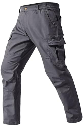SPOSULEI Cargo Pants Men Durable Work Tactical Pants Outdoor Lightweight Ripstop Waterproof Utility Pants with Multi Pockets for Hiking Hunting Fishing Darkgrey 32Wx32L - Image 1