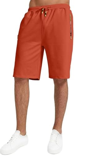 YTD Men's Shorts Casual Classic Fit Drawstring Summer Beach Shorts with Elastic Waist and Pockets M Flame Red - Image 3