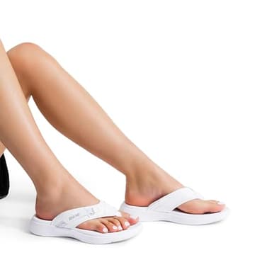 DREAM PAIRS Women's Arch Support Flip Flops Comfortable Thong Sandals,Size 8.5,White,Breeze-1 - Image 4