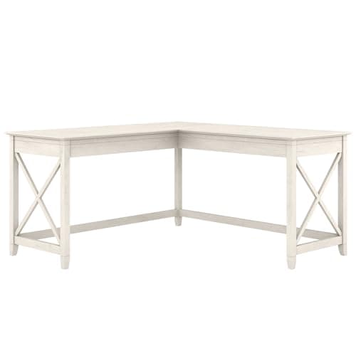 Bush Furniture Key West 60W Modern Farmhouse L Shaped Desk in Linen White Oak | 60-Inch Corner Table for Home Office - Image 1