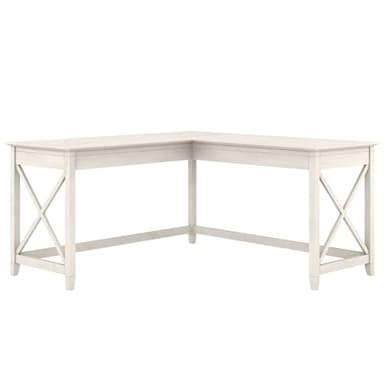 Bush Furniture Key West 60W Modern Farmhouse L Shaped Desk in Linen White Oak | 60-Inch Corner Table for Home Office - Image 1