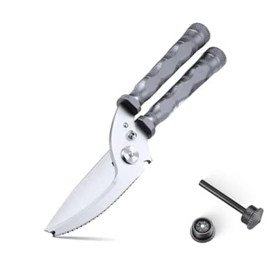 DRAGON RIOT Heavy Duty Kitchen Scissors - Sharp Scissors for Cutting Chicken, Poultry, Turkey, Meat - Stainless Food Kitchen Shears for Professionals - Spring Loaded (Grey) - Image 1