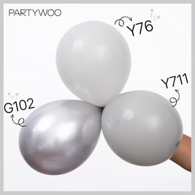 PartyWoo Metallic Silver Balloons 155 pcs Different Sizes Pack of 18 12 10 5 Inch Chrome Silver Balloon Arch Kit Garland for Graduation New Year Wedding Birthday Party Decorations Silver-G102 - Image 4