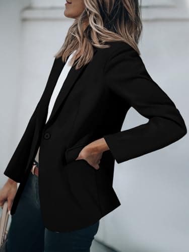 Cicy Bell Womens Casual Blazers Open Front Long Sleeve Work Office Suit Jackets Blazer Black - Image 3