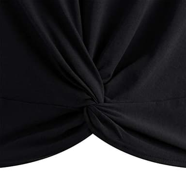 JINKESI Women's Summer Causal Short Sleeve Blouse Round Neck Crop Tops Twist Front Tee T-Shirt Black-Small - Image 3