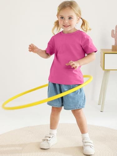 Poroka Baby and Toddler Girls Short Sleeve T-Shirts Cotton Crewneck Shirts Basic Solid Tees Summer Casual Tops, Multipack - Image 5