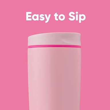 Owala SmoothSip Slider Insulated Stainless Steel Coffee Tumbler, Reusable Iced Coffee Cup, Hot Coffee Travel Mug, BPA Free 20 oz, Pink (Pucker Up) - Image 2