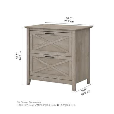 Bush Furniture Key West 2 Drawer Lateral File Cabinet in Washed Gray | Document Storage for Home Office | Accent Chest with Drawers - Image 3