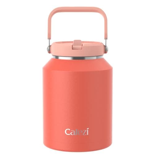 Cafezi Insulated Water Bottle 64 oz, Stainless Steel Water Bottles with Flip Straw and Top Handle, Leak Proof, Iced for 34 Hours, Vacuum Insulated Water Bottle for Home, Office, Hiking, Car - Image 1