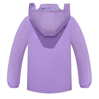 SaphiRose Kids Rain Jacket Waterproof Raincoat Mesh Lined Coat with Removable Hood for Boys Girls (Purple,10-12 years) - Image 7