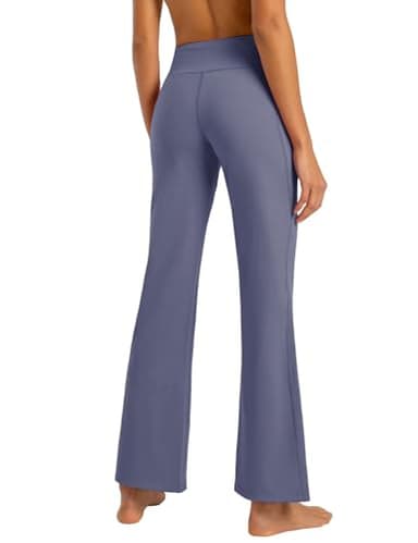 FIRST WAY Buttery Soft Women's Bootcut Yoga Pants Capris with 3 Pockets Lounge Floral Printing Full-Length, Blue Granite L - Image 3