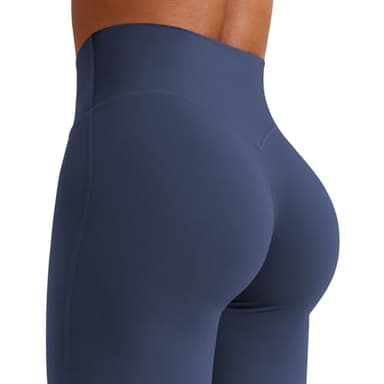 YEOREO Workout Leggings Womens No Front Seam Straight Leggings 29" High Waist Buttery Eddiy Gym Yoga Pants Navy Blue S - Image 6