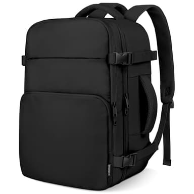 ZOMFELT Travel Backpack for Women Men, Carry on Backpack, TSA 15.6 inch Laptop Backpack Flight Approved, Personal Item Travel Bag Nurse Bag Casual Daypack for School Weekender Business Trip, Black - Image 1