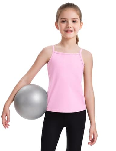 Auranso Girls Undershirts Toddler Cami Camisole Adjustable Straps Sleeveless Cotton Tank Tops for Girls Pink 9-10 Years - Image 6