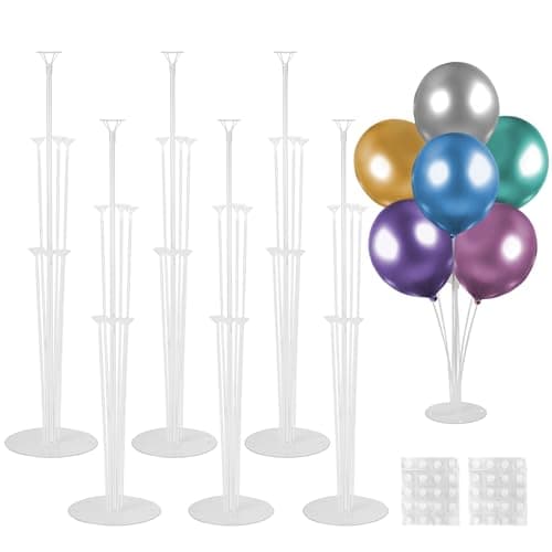 Voircoloria 6 Sets Balloon Stand Kits, Balloon Sticks with Base for Table Centerpieces Graduation Birthday Baby Shower Gender Reveal Party Decorations - Image 1