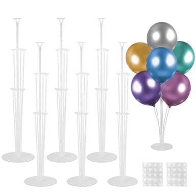 Voircoloria 6 Sets Balloon Stand Kits, Balloon Sticks with Base for Table Centerpieces Graduation Birthday Baby Shower Gender Reveal Party Decorations - Image 1
