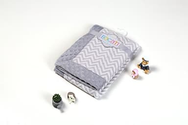 Bacati Ikat Zigzag Chevron with Border Plush Blanket, Yellow/Grey, 30" x 40" - Image 5
