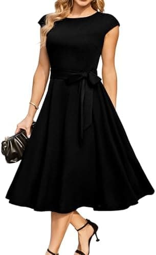 DRESSTELLS Women's Cocktail Dresses, Formal Wedding Guest Modest Church Vintage Tea Party Midi Evening Dress - Image 3