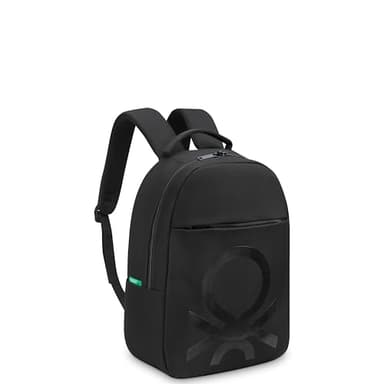 United Colors of Benetton Fabrica Backpack, Black, 15.6 Inch Laptop Sleeve - Image 3