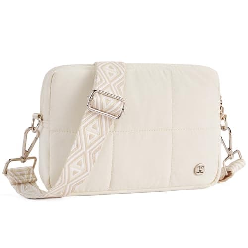 Telena Crossbody Bags for Women Crossbody Purse Lightweight Puffer Shoulder Bag for Travel Beige - Image 1