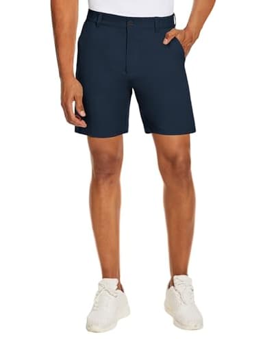 PULI Mens Golf Shorts 7 Inch Inseam Business Dress Casual Stretch Work Hiking Quick Dry Lightweight with Pockets Navy 34 - Image 2
