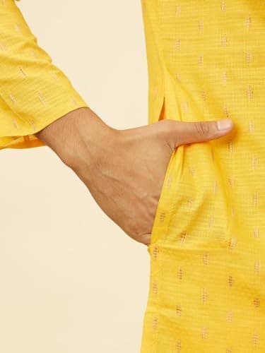 Manyavar Men Cotton Self Design Kurta Pyjama Set - Image 3