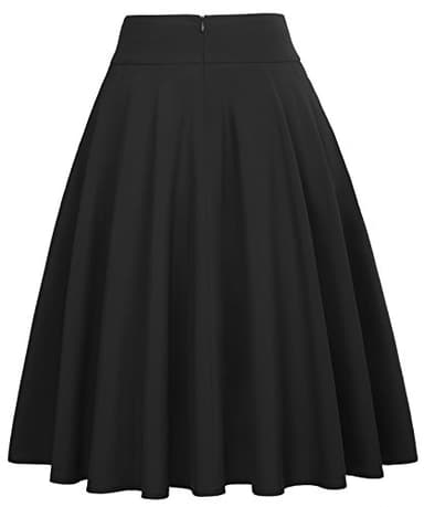 Women's High Waist A-Line Midi Skirt Pleated Pockets Skirts with Belt Black-1 Size XL - Image 6