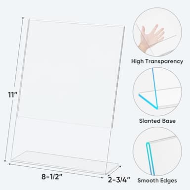 TICONN 8.5 x 11 Acrylic Sign Holder, L Shape Clear Sign Stand for Displaying, Plastic Paper Holder for Office, Store, Restaurant (Vertical 3 Pack) - Image 4