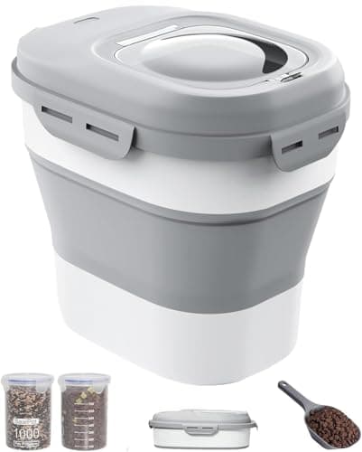 DDMOMMY 30-35 Lbs Dog Food Storage Container Collapsible Dog Food Container with Airtight Lids, Wheels, Scoop and 2pcs Food Storage Containers, Large Pet food storage for Dog, Cat - Image 1