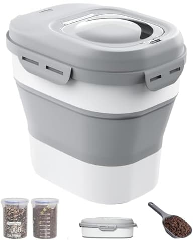 DDMOMMY 30-35 Lbs Dog Food Storage Container Collapsible Dog Food Container with Airtight Lids, Wheels, Scoop and 2pcs Food Storage Containers, Large Pet food storage for Dog, Cat - Image 1