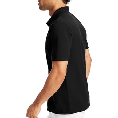 Hanes Mens Pique Short Sleeve Polo Shirt, Three-button Midweight For, Black, X-Large US - Image 3