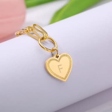 PopTopping Gold Heart Pendant Choker Necklace Heart Initial Pendant Necklaces For Women Alphabet Pendant Necklace - Image 6