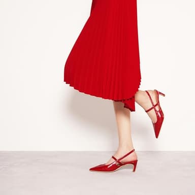 C.Paravano Slingback Kitten Heels for Women | Slingback Pumps | Pointed Toe Slingback Heels | Sandals(Size 9,Red Heels) - Image 6