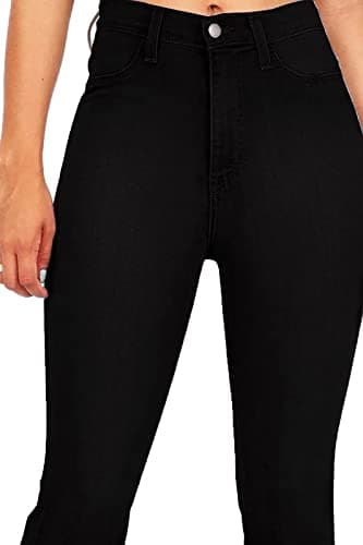 KDF Women's Black Bell Bottom Jeans for Women High Waisted Flare Bootcut Stretch Plus Size Slimming Bell Bottom Pants for Women, 12, Black - Image 3