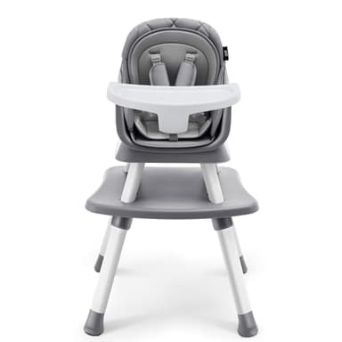 HARPPA 6 in 1 Baby High Chair, Convertible Infant Feeding Chair for Babies & Toddlers Table, Dining Booster Seat with Removable Tray, Grey - Image 1