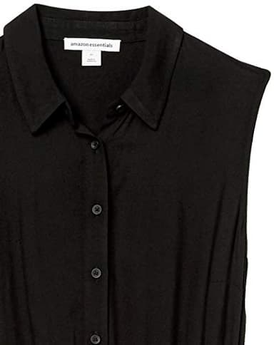 Amazon Essentials Women's Sleeveless Relaxed-Fit Woven Shirt Dress, Black, Large - Image 5