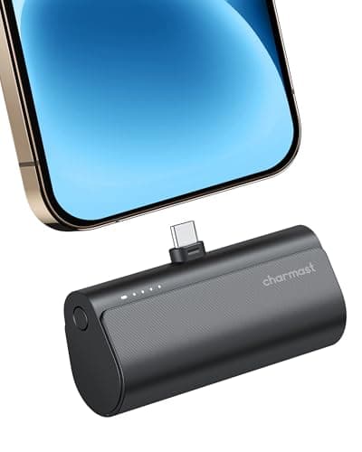 charmast Portable Charger USB C for iPhone 17/16/15, 5000mAh Fast Charging Battery Pack with Built-in Type-C Connector, 20W Mini Power Bank for iPhone 17/16/15 Series, Samsung S22/23 Series, and More - Image 1