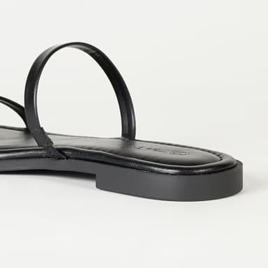 The Drop Women's Paris Square Toe Two Strap Flat Sandal, Black, 7 - Image 3