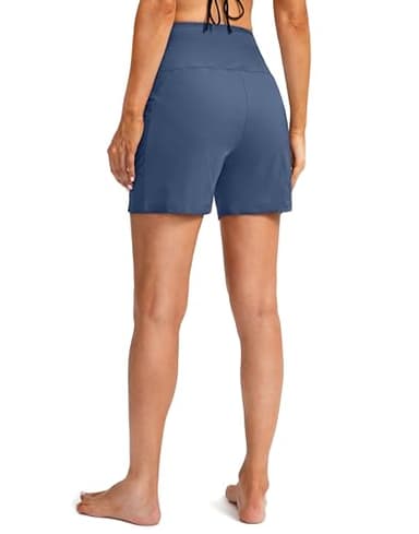 G GRADUAL Women's 5" High Waisted Swim Board Shorts with Phone Pockets UPF 50+ Quick Dry Beach Shorts for Women with Liner(Dusty Blue,M) - Image 4
