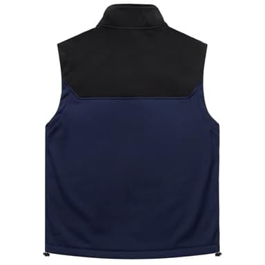 Msmsse Men's Softshell Lightweight Vest Outerwear Puffer Windproof Sleeveless Jacket for Running Fishing Black/Dark Blue 2XL - Image 5