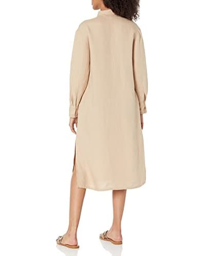 The Drop Women's Fiona Relaxed Linen Midi Shirt Dress, Hummus, M - Image 2
