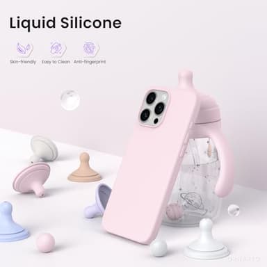 ORNARTO Compatible with iPhone 16 Pro Max Case 6.9", Slim Liquid Silicone 3 Layers Soft Gel Rubber Shockproof Protective Case with Anti-Scratch Microfiber Lining-Chalk Pink - Image 3
