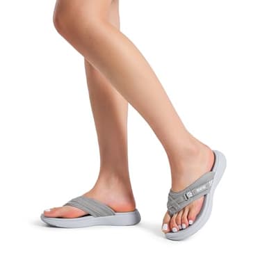 DREAM PAIRS Women's Arch Support Flip Flops Comfortable Thong Sandals,Size 8.5,Grey,Breeze-1 - Image 5
