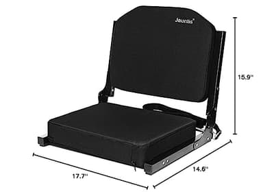 Jauntis Stadium Seats for Bleachers with Ultra Padded Comfy Foam Cushion, Wide Portable Stadium Chairs with Back Support and Shoulder Strap, 1 Pack, Black - Image 2