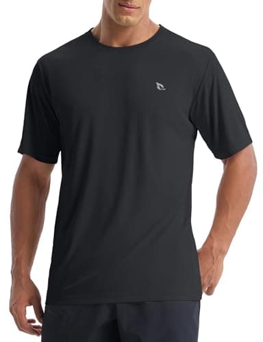 baleaf Men's UPF 50+ Sun Protection Shirts UV SPF Short Sleeve T-Shirts Rash Guard Quick Dry Lightweight Hiking Athletic Black 2XL - Image 1
